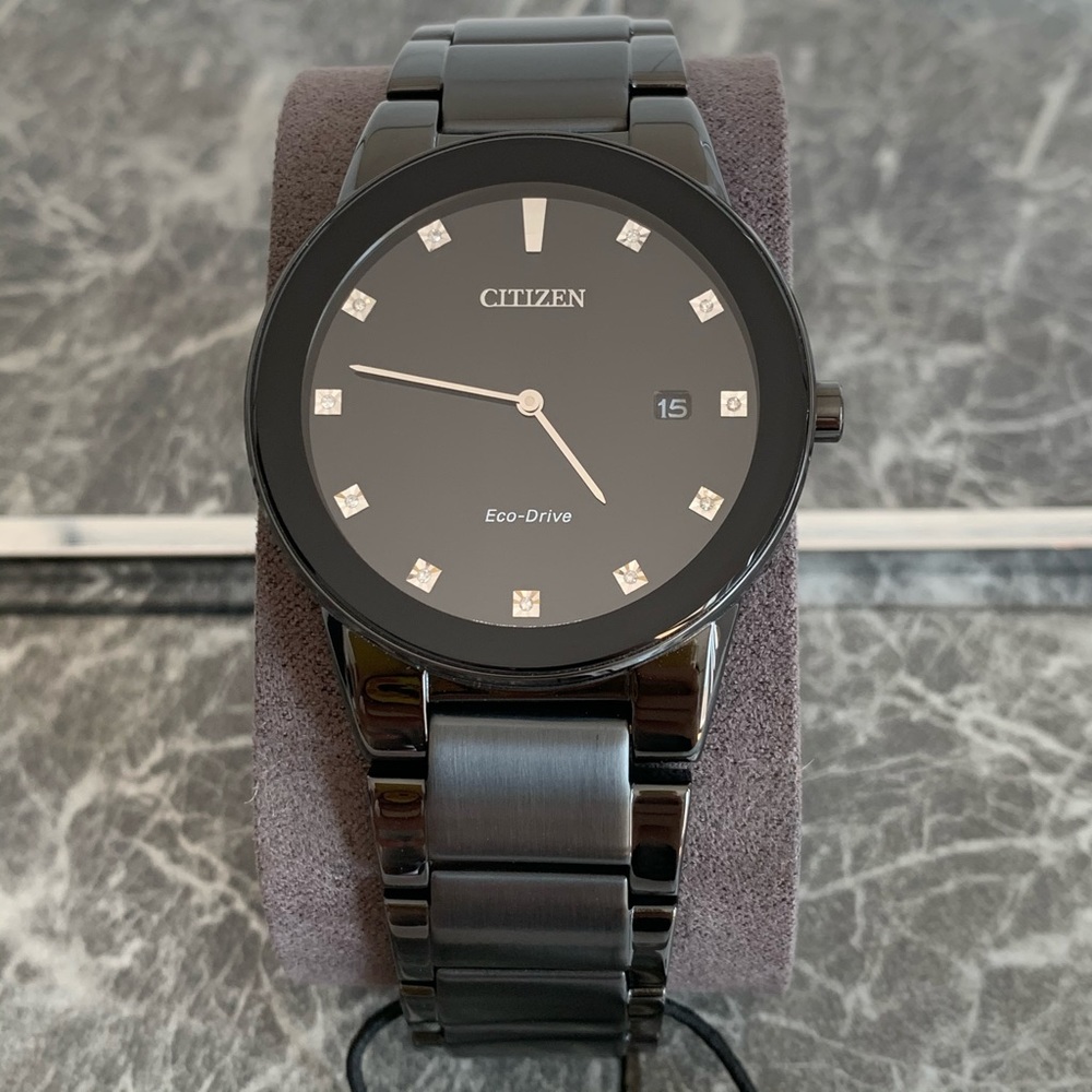 Citizen Axiom Eco-Drive Black Dial Men's Watch NWT